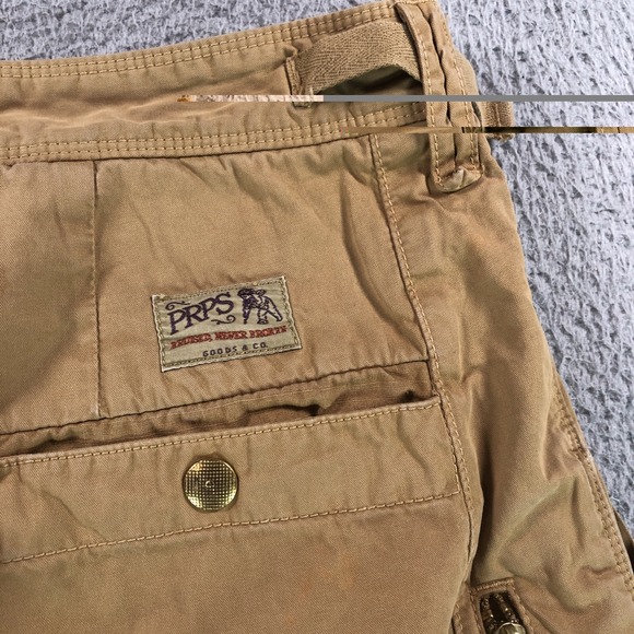 Prps Shorts Mens 32 khaki Cargo Military Paratrooper Ripstop Y2K Pockets Zip - Picture 6 of 14